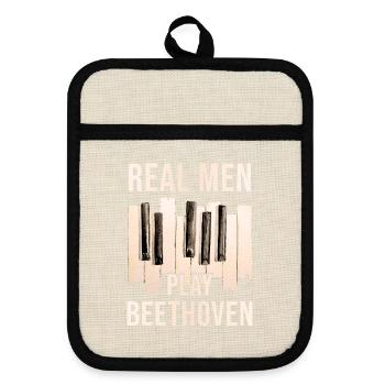 Beethoven - Pot holders with rubber back - linen/black  - Front