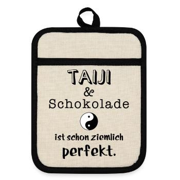 taiji und schokolade - Topflappen mit Gummirückseite - Leinen/Schwarz  - Vorne