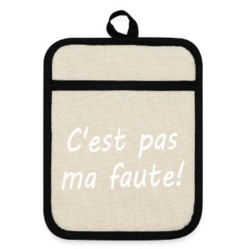 C'est pas ma faute ! - Maniques avec dos en caoutchouc - lin/noir  - Devant