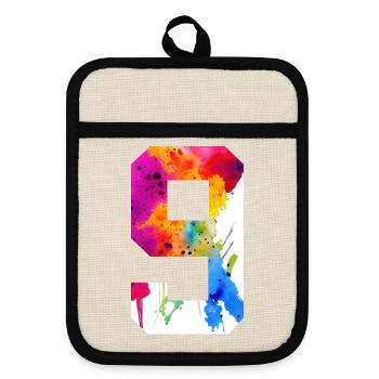 NUMÉRO 9 ANS 9E ANNIVERSAIRE - Maniques avec dos en caoutchouc - lin/noir  - Devant