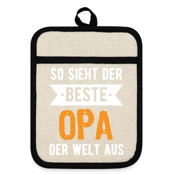 So sieht der beste Opa der Welt aus - Topflappen mit Gummirückseite - Leinen/Schwarz  - Vorne