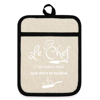 Tablier de cuisine humour pour la fête des pères - Maniques avec dos en caoutchouc - lin/noir  - Devant
