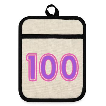 100. 100 JAHRE. 100-JÄHRIGES JUBILÄUM - Topflappen mit Gummirückseite - Leinen/Schwarz  - Vorne