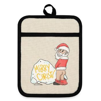 Ugly Christmas Lustig - Topflappen mit Gummirückseite - Leinen/Schwarz  - Vorne