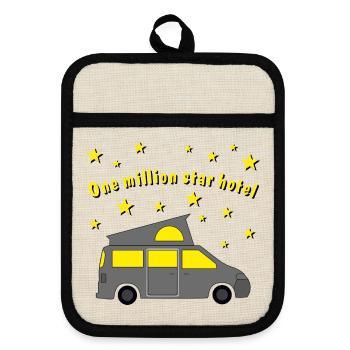 one million star hotel - Topflappen mit Gummirückseite - Leinen/Schwarz  - Vorne