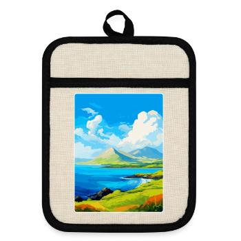 Isle Of Raasay Scotland Uk Vintage Travel Poster - Pot holders with rubber back - linen/black  - Front