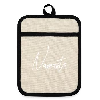 Namaste font - Pot holders with rubber back - linen/black  - Front