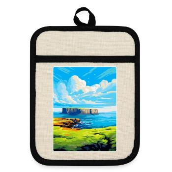Isle Of Staffa Scotland Uk Vintage Travel Poster - Pot holders with rubber back - linen/black  - Front