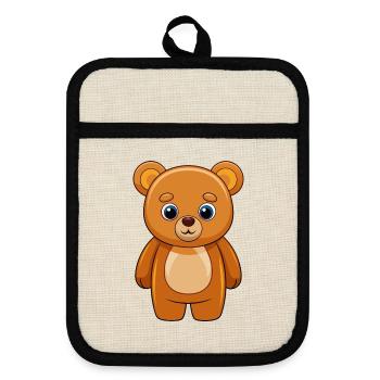 Ours Mignon Mascotte Personnage De Dessin Animé Kawaii - Maniques avec dos en caoutchouc - lin/noir  - Devant