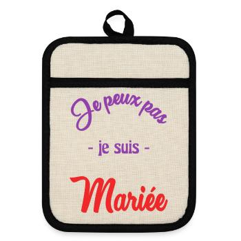 MARIEE. FUTURE MARIEE - Maniques avec dos en caoutchouc - lin/noir  - Devant