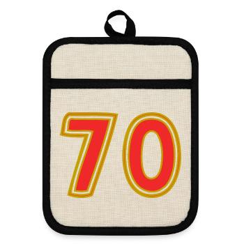 70. 70 JAHRE. 70-JÄHRIGES JUBILÄUM. 70-JÄHRIGES JUBILÄUM. - Topflappen mit Gummirückseite - Leinen/Schwarz  - Vorne