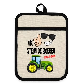 Bauern protestieren mit genug ist genug für die Bauern - Topflappen mit Gummirückseite - Leinen/Schwarz  - Vorne