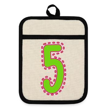 5. 5 YEARS. 5th ANNIVERSARY. 5 YEAR ANNIVERSARY - Pot holders with rubber back - linen/black  - Front