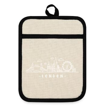 London Capital England Skyline Tower-Bridge - Pot holders with rubber back - linen/black  - Front