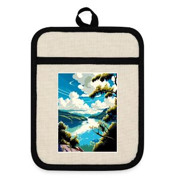 Danube River Europe Vintage Travel Poster Souvenir - Pot holders with rubber back - linen/black  - Front