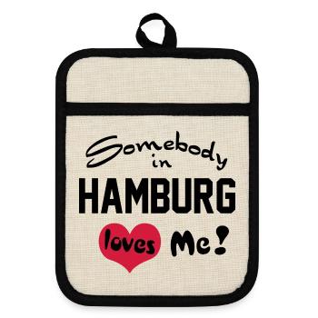 hamburg - Topflappen mit Gummirückseite - Leinen/Schwarz  - Vorne