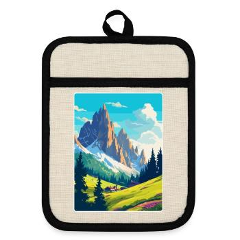 Dolomites Italy Vintage Travel Poster Souvenir WPA - Pot holders with rubber back - linen/black  - Front