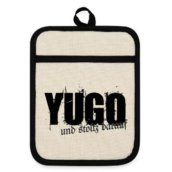 proud Yugo - Yugo style - united style of Balkan - Pot holders with rubber back - linen/black  - Front
