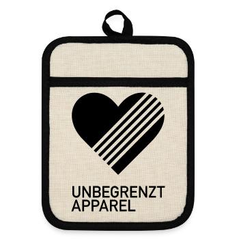 UNBEGRENZT LOVE by Unbegrenzt Apparel - Topflappen mit Gummirückseite - Leinen/Schwarz  - Vorne