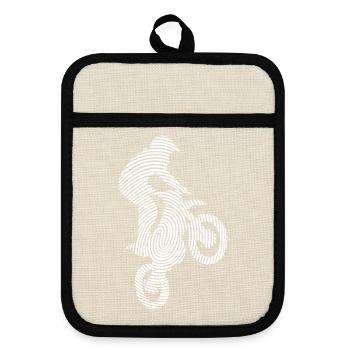 Dirt Biker Dirtbike Fingerabdruck Motocross - Topflappen mit Gummirückseite - Leinen/Schwarz  - Vorne