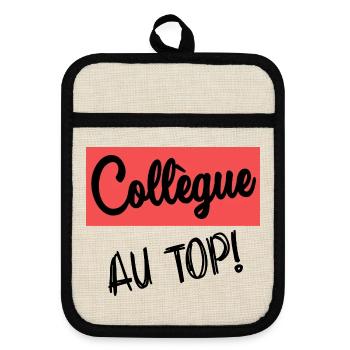 KOLLEGE. ANFANGEN. RUHESTAND - Topflappen mit Gummirückseite - Leinen/Schwarz  - Vorne