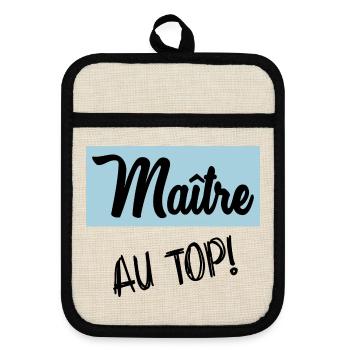 MEISTER. VIELEN DANK. DANKE, MEISTER. MEISTER. MEISTER-GESCHENK - Topflappen mit Gummirückseite - Leinen/Schwarz  - Vorne
