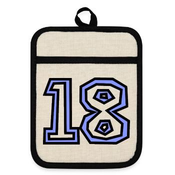 18. 18 YEARS OLD. 18th ANNIVERSARY. BIRTHDAY 18 YEARS. - Pot holders with rubber back - linen/black  - Front