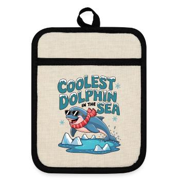 Der coolste Delfin im Meer - Topflappen mit Gummirückseite - Leinen/Schwarz  - Vorne