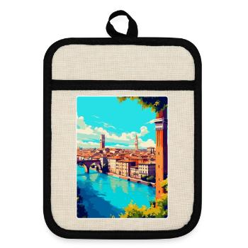 Vérone, Italie, Affiche de voyage vintage, WPA, Souvenir - Maniques avec dos en caoutchouc - lin/noir  - Devant
