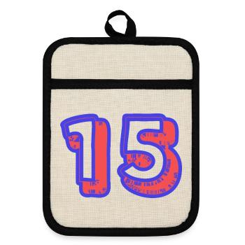 15. 15 ANS. 15e ANNIVERSAIRE. ANNIVERSAIRE 15 ANS. - Maniques avec dos en caoutchouc - lin/noir  - Devant