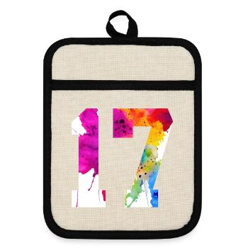 NUMBER 17 YEARS OLD 17TH BIRTHDAY - Pot holders with rubber back - linen/black  - Front