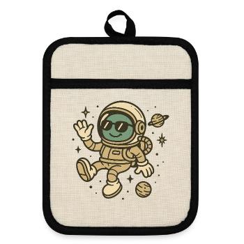 Welcome to space - Pot holders with rubber back - linen/black  - Front