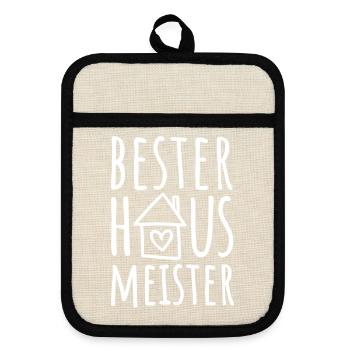 Bester Hausmeister - Topflappen mit Gummirückseite - Leinen/Schwarz  - Vorne