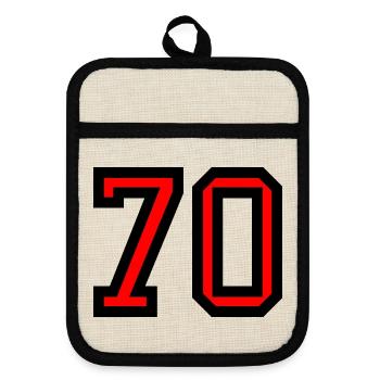 70. 70 YEARS. 70th ANNIVERSARY. 70 YEARS ANNIVERSARY. - Pot holders with rubber back - linen/black  - Front