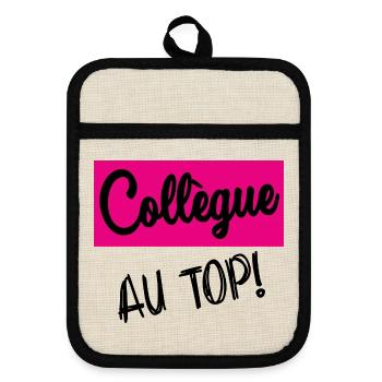 KOLLEGE - Topflappen mit Gummirückseite - Leinen/Schwarz  - Vorne