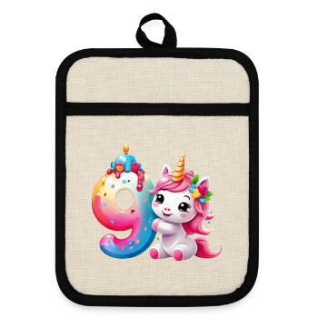 NUMÉRO 9 ANS LICORNE 9E ANNIVERSAIRE - Maniques avec dos en caoutchouc - lin/noir  - Devant