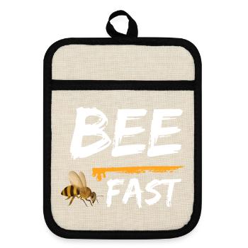 bee fast bees honey - Topflappen mit Gummirückseite - Leinen/Schwarz  - Vorne