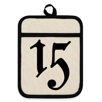 15. 15 ANS. 15e ANNIVERSAIRE. ANNIVERSAIRE 15 ANS. - Maniques avec dos en caoutchouc - lin/noir  - Devant