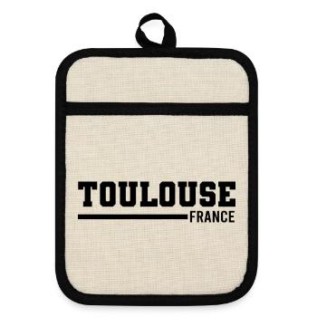 Toulouse | Frankreich - Topflappen mit Gummirückseite - Leinen/Schwarz  - Vorne