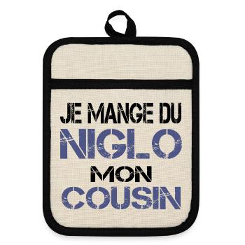 Je mange du Niglo - Maniques avec dos en caoutchouc - lin/noir  - Devant