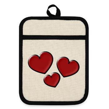 ICH LIEBE DICH. ICH LIEBE DICH. LIEBE. LIEBE. HERZ - Topflappen mit Gummirückseite - Leinen/Schwarz  - Vorne