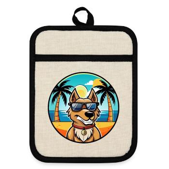 Magyar Agar Race Chien Dessin Animé Lunettes De Soleil Plage - Maniques avec dos en caoutchouc - lin/noir  - Devant