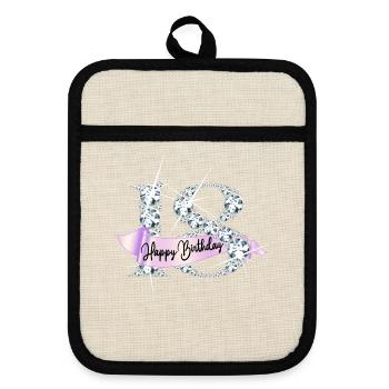 Happy Birthday 18th Birthday Gift Diamond Glamour - Pot holders with rubber back - linen/black  - Front