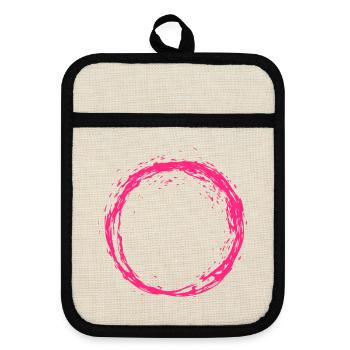 Circle pink - Pot holders with rubber back - linen/black  - Front