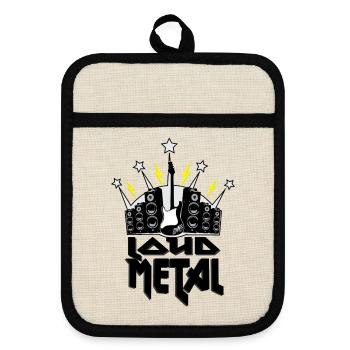 Metal - Topflappen mit Gummirückseite - Leinen/Schwarz  - Vorne