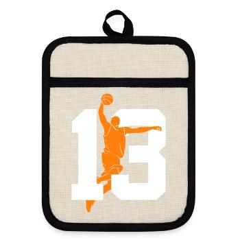 NUMBER 13 BASKETBALL 13TH BIRTHDAY - Pot holders with rubber back - linen/black  - Front