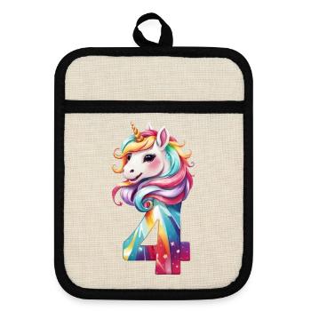 4E ANNIVERSAIRE LICORNE - Maniques avec dos en caoutchouc - lin/noir  - Devant