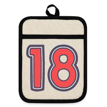 18. 18 JAHRE ALT - Topflappen mit Gummirückseite - Leinen/Schwarz  - Vorne