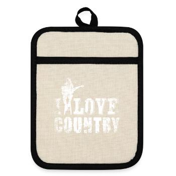 Countrymusic Geschenk - Topflappen mit Gummirückseite - Leinen/Schwarz  - Vorne