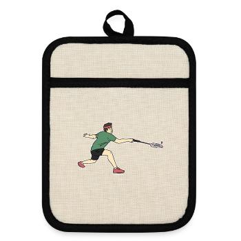 Blitzschneller Speedminton Punktjäger - Topflappen mit Gummirückseite - Leinen/Schwarz  - Vorne